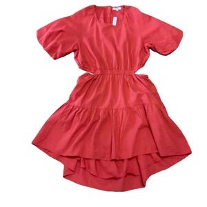 NWT MADEWELL Women’s Seersucker Cutout Button Back Puff Sleeve Mini Dress XXL